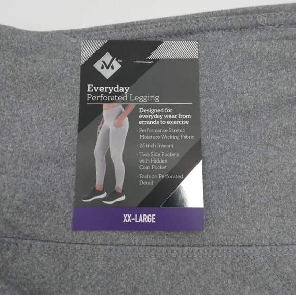 Members Mark Ladies Everyday Perforated Legging XXL Gray - Picture 1 of 2